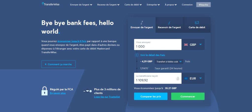 Transferwise dashboard